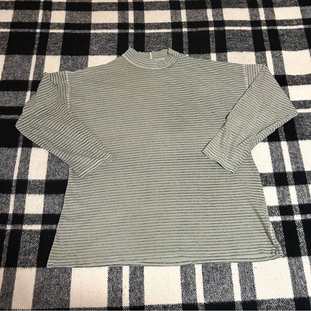 We The Free Be Free Green Striped LS Mock Neck Top Size XS